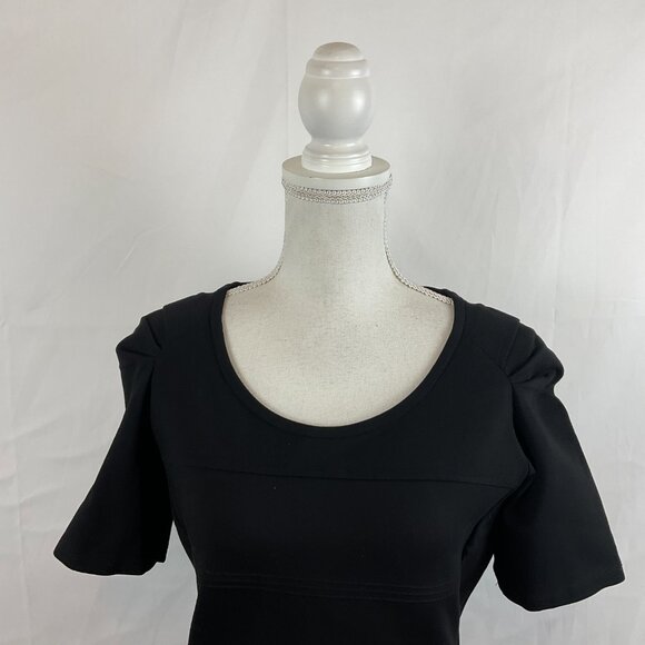 Maison Scotch The Little Black Dress 3 US 10 Short Sleeve Texture Stripe Detail - Picture 2 of 12